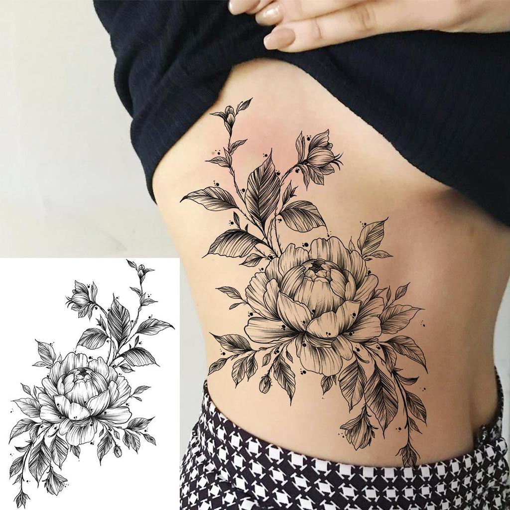 Hochwertige temporäre Rosen-Tattoos für Arm und Wade – Europäischer & Amerikanischer Stil