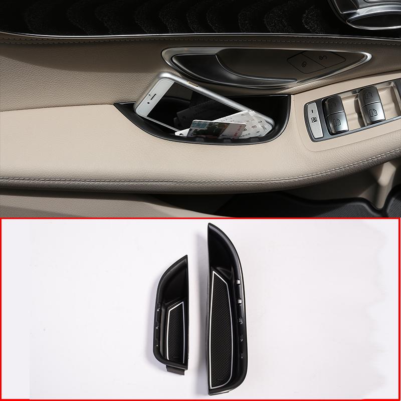 2pcs For Mercedes Benz C-Class W205 GLC Class X253 2015-2018 Car Door Handle Storage Box Tray Accessories For Left Hand Drive