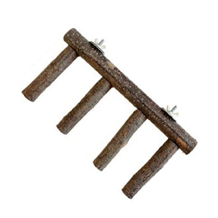 Bird Perch Ladder Wood Stand Cage Toy for Nail Grinding, Chewing for Parakeets