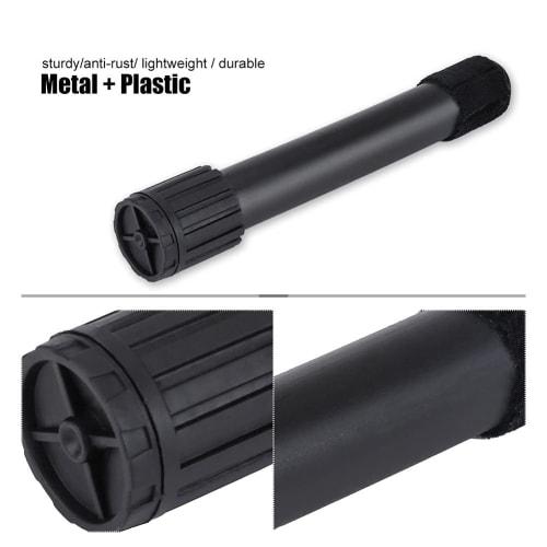 Foldable, portable, lightweight, metal and plastic stand for piccolo, flute, clarinet, and oboe instruments. Features four legs, holder, and storage.