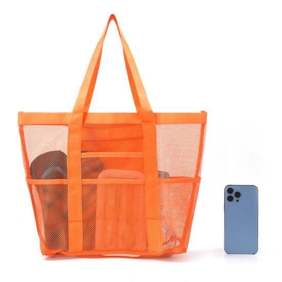 Netz-Strandtasche mit Reißverschluss, großes Fassungsvermögen, Strandtasche, faltbares Design, wasserdicht, sanddicht, Pooltasche mit Fächern
