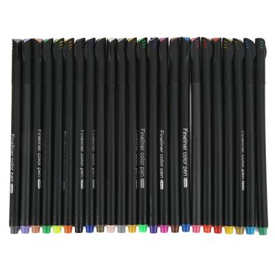 24 Fineliner Color Pens Set 0.4mm Thin Tip 24 Colors Watercolor Design Micro Line Pens Precise