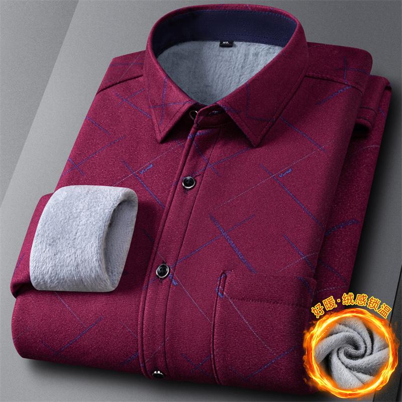 New Fashion Men's Double-sided Fleece Shirt Long Sleeve Thickened Autumn Winter Plaid Print Versatile Casual Daily Home Big 6XL