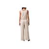 Calvin Klein Loose Fit High Waist Solid Color Casual Pants Women Bottoms Off-White 47B604G-100