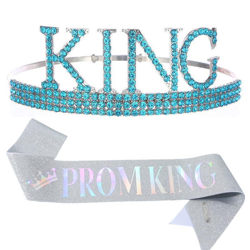 

Мужской набор церемониального пояса с блестками в виде короны, мужской головной убор «Король выпускного», подарок для выпускного вечера