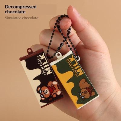 Simulation Schokoladenförmiges Fidget Stressabbau-Spielzeug Mit Cartoon-Mustern Tragbarer Schlüsselanhänger Stressabbau Für Kinder Erwachsene Geschenke