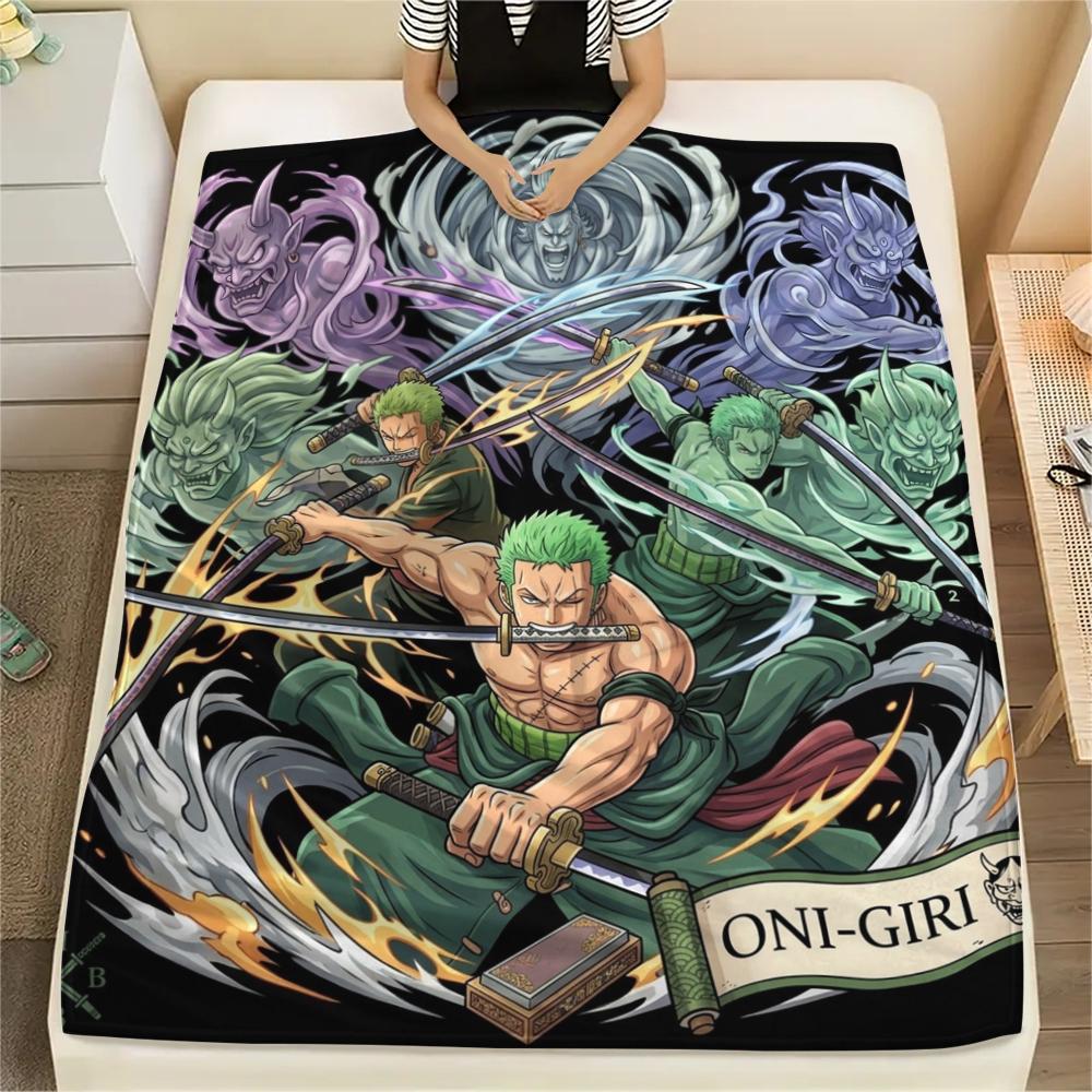 One Piece Poster Flannel Blanket Cute Printed Pattern Great For Sofa Bedroom Chair Bed Picnic Travel -HE64