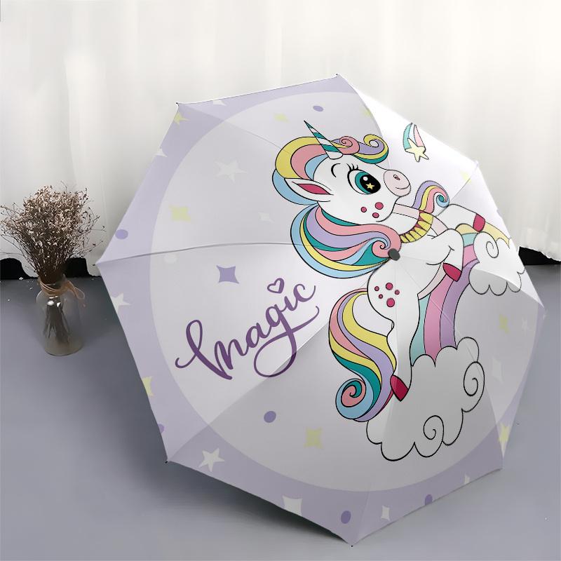 Magical Unicorn Cloud Sticker Decal for Kids Room DecorUmbrella, Portable 3-Fold Compact Umbrella,Christmas Gift ES477