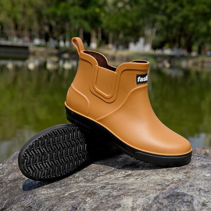 

Новая модная короткая обувь для воды мужская утолщенная износостойкая, нескользящая и водонепроницаемая обувь кухонная мойка автомобиля рабочая резиновая обувь 44 верблюд