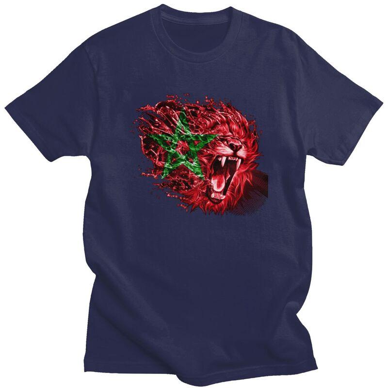 Custom Male Moroccan Flag Morocco Lion T Shirt Short Sleeves Cotton Tshirts Tshirt Casual Tees Clothing