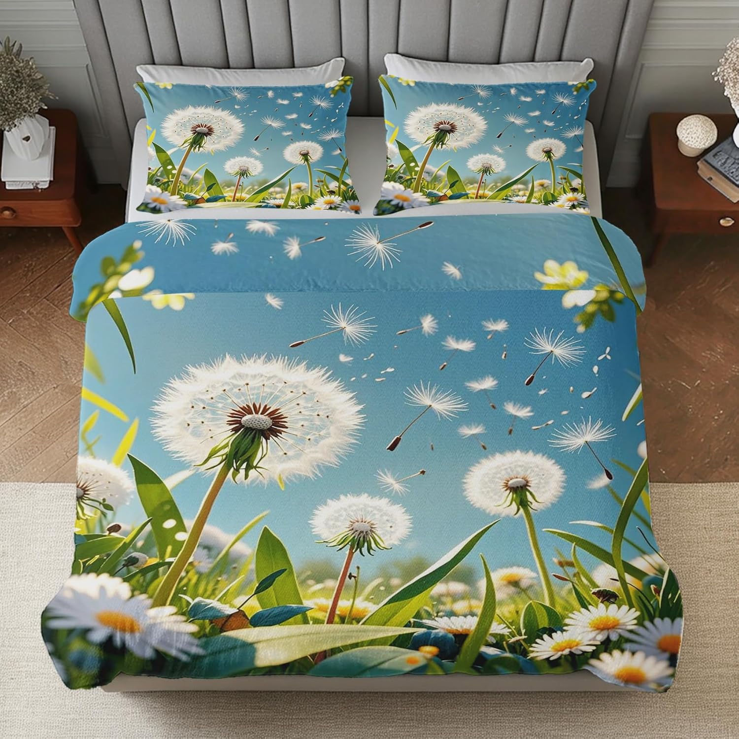 

Комплекты пододеяльников с цветочным рисунком одуванчика, Ботанический комплект постельного белья с цветами, Покрывало с растительным принтом, Мягкий чехол для одеяла и наволочки 75*50 135x200cm