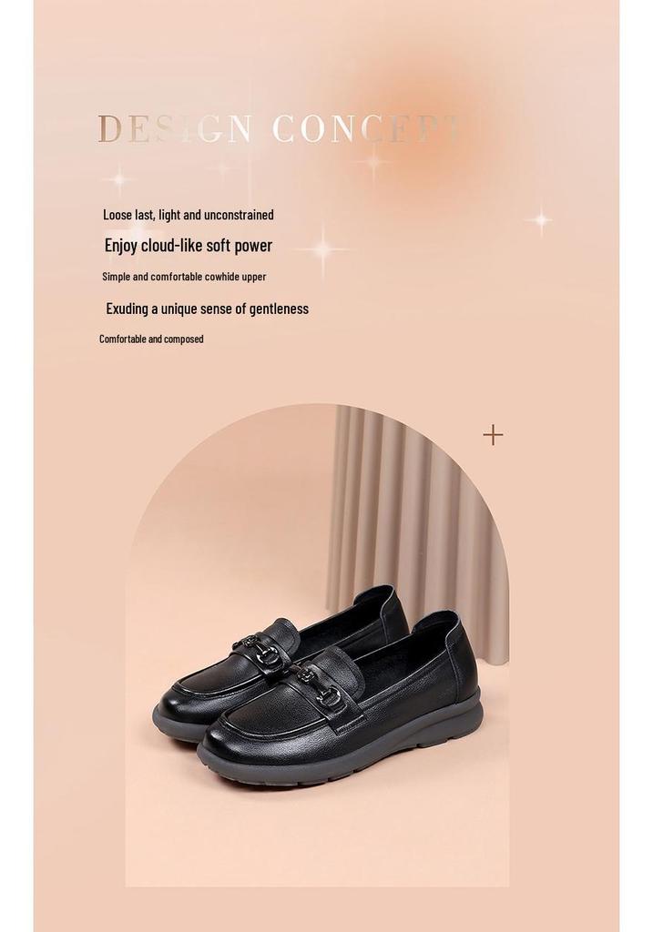 Red Dragonfly Women's Slip-on Loafers: 2025 New Autumn Genuine Leather, Soft Sole, Comfortable Single Shoes.