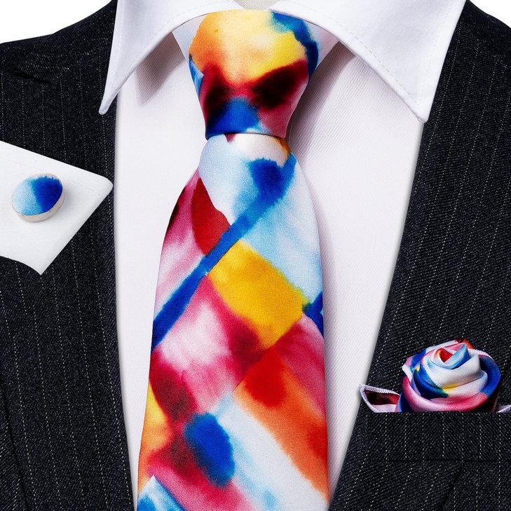 

Barry.Wang Tie Платок Запонки Набор для мужчин Галстуки Желтый Синий Формальный Повседневный N-5279