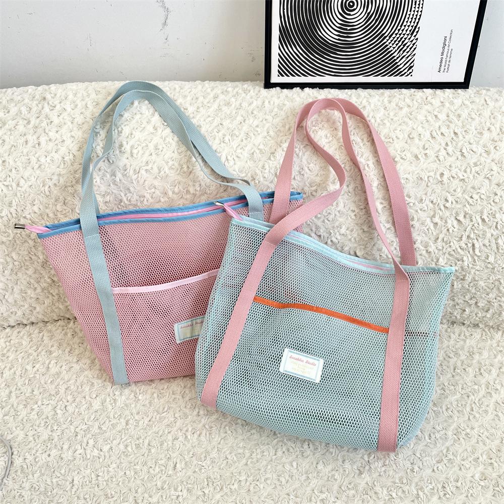 44 beach play mesh hollow storage bag large capacity shoulder bag outdoor portable beach bag