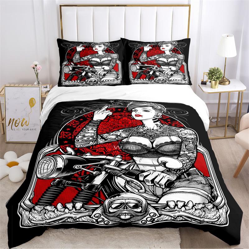 Rockabilly Hip Hop Music Duvet Cover Set with Pillowcase All Season Home Textile Twin Full Queen King Size