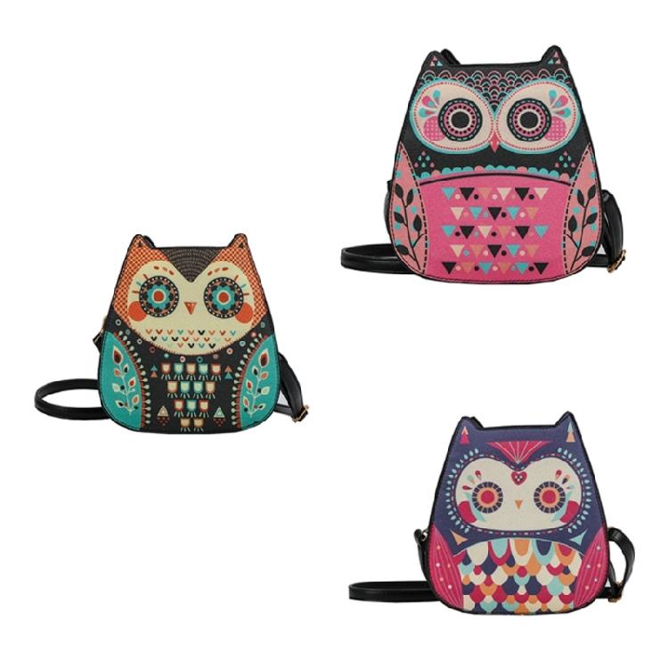 Cartoon Owl Crossbody Bag for Women Small Messenger Bag PU Leather Shoulder Bag