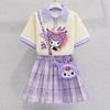Kuromi Girls' Summer Cartoon JK Skirt Set - Short Sleeve Dress for Middle and Big Kids