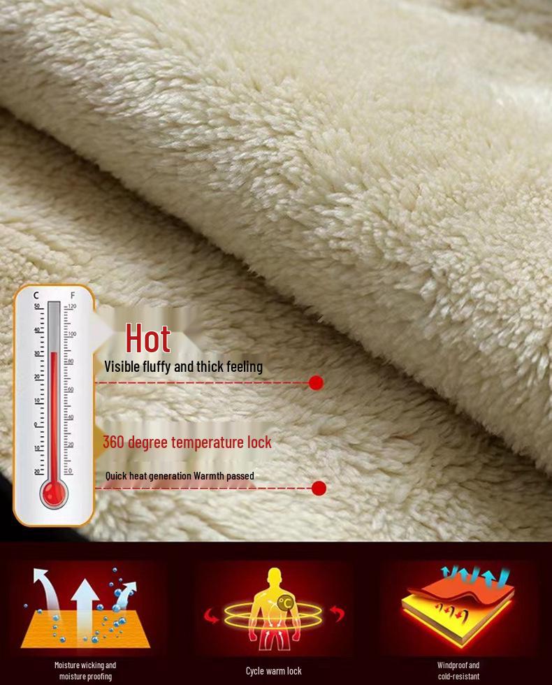 Men's Heavyweight 600G Lambswool Hoodie, Velvet Thickened Fleece, Round Neck, Warm Pullover, Autumn Winter Outerwear.