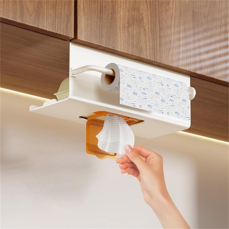 Rustproof Carbon Steel Kitchen Towel Rack With Strong Adhesive Backing Wall Mount Space Saving