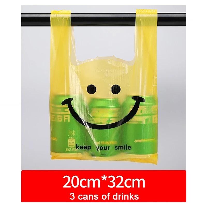 

200-50Pcs Plastic Shopping Bags with Handle 3 Sizes Supermarket Shopping Convenient Reusable Bag Kitchen Storage Plastic Bag 50pcs