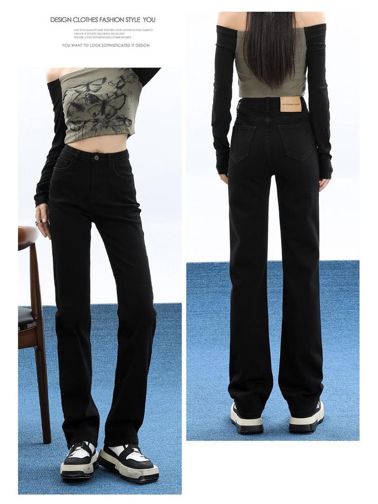 High-Waisted Slim Straight-Leg Jeans for Women, 2026 Spring/Autumn Trend, Floor-Length Cigarette Pants for Tall Figures.