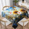 Sunflower Butterfly Square Tablecloth Washable Floral Garden Table Cloth Cover for Dining Party Picnic