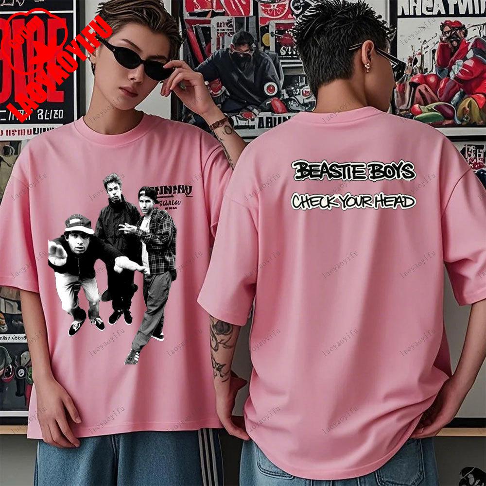 Beastie Boys T-Shirt Check Your Head T-Shirt Amerikanische Hip-Hop-Gruppe Schlichtes Modedesign Kurzarm-T-Shirt