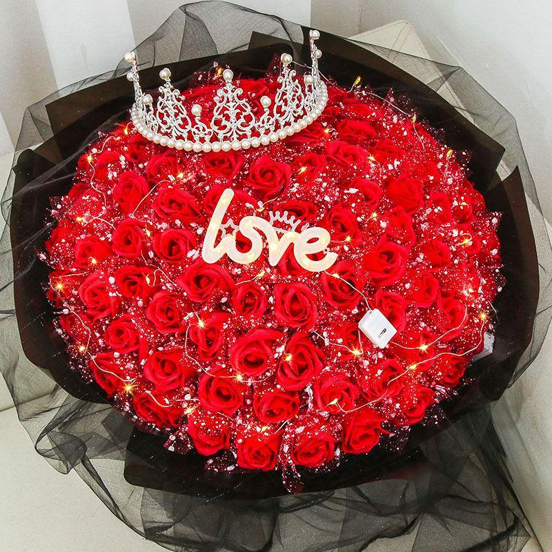 

Букет из вечных мыльных роз: Подарок на День святого Валентина и День рождения для партнера или лучшего друга - 99 романтических роз
