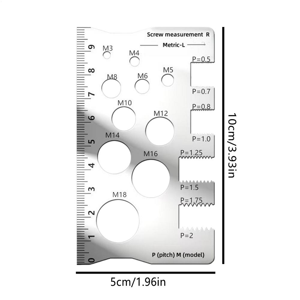 Screw Measuring Ruler Stainless Steel Screw Measuring Ruler Combination Precise Tooth Pitch Measurement Diameter Pitch Calipers серебряный