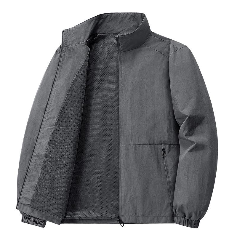 

Solid Color Zipper Pocket Lantern Long Sleeve Cardigan High Collar Men s Casual Loose Coat Top L