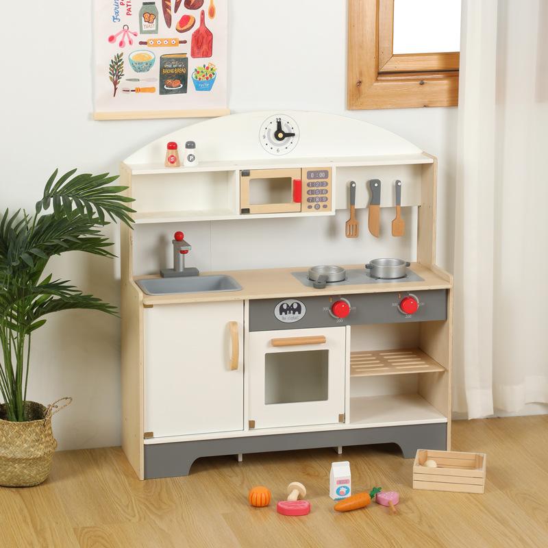 Children'S Wooden Ins Wind Simple Wind, Simulated Large Kitchen Utensils, Playing House Baby Interactive Cooking Toys