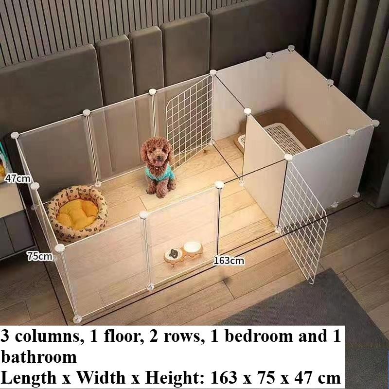 Home Pet Dog Enclosure House Indoor Small Dog Poodle  Fence Isolation Door Dog Cage with Toilet Area Scientificly Divided Den