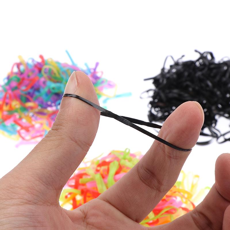 1000Pcs Disposable Rubber Bands Elastic Hair Ties Rings Band Kids Girl Ponytails