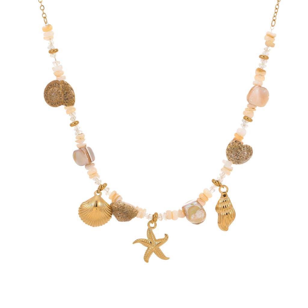 Vacation Ocean Style Summer Beach Bohemian Design Stainless Steel Necklace Women Bracelet Set