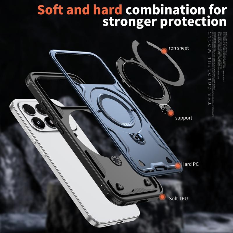 For Xiaomi POCO F8 Ultra F8 Pro Case Military Drop-proof Hard PC+TPU 360° Adjustable Ring Back Stand Cover for Poco F 8 Pro