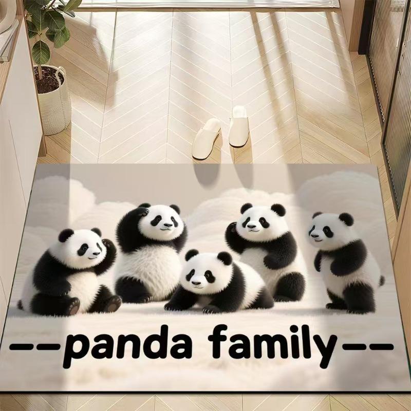 Cute Panda Diatomite Bath Mat - Super Absorbent Fast Dry Door Mat Anti-Slip Waterproof Floor Mat for Bathroom Kitchen Laundry Room