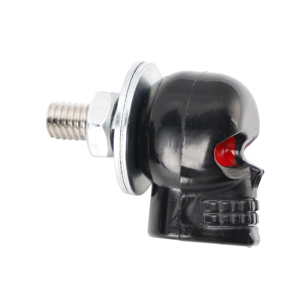 2x Custom SKULL License Plate Bolt Screw Black Plastic Motorcycle Chopper Bobber
