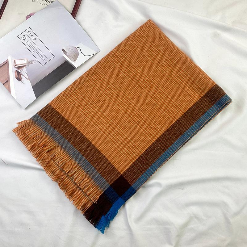 

200 * 70см Зима Новый Женский Ретро Клетчатый Имитация Кашемира Шарф Теплый И Универсальный Шаль Двойного Использования Мужской 180cm