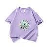 Kids Cotton T Shirt Mint Butterfly With Purple Flowers Print Crew Neck Short Sleeve Tee Casual Boys Girls Summer Tops