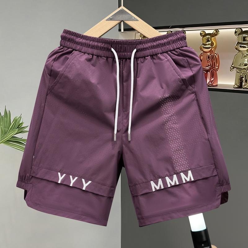 

Men s Streetwear Perforated Shorts, Elastic Waist Quick Dry Casual Summer Shorts (M-5XL) 5XL(87kg-95kg) фіолетовий