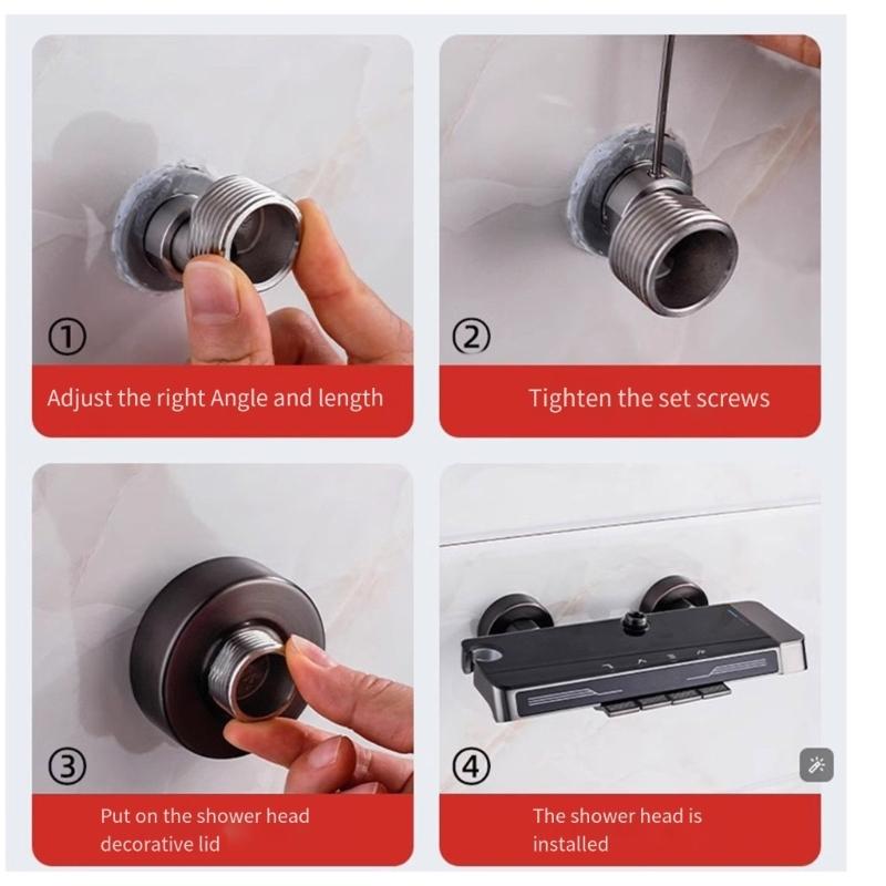 Stal Nierdzewna Adapter Baterii Prysznicowej Przedłużka Ramienia Prysznicowego Zakrzywione Nóżki Regulowana w 360 Stopniach Kątowa Gięta Podstawa Wytrzymała