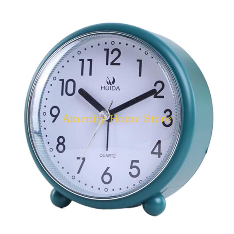 F26C Vintages Styles Alarm Clock 4inch Silents NonTicking Night Lights Feature Battery Operated Decoration for Bedroom or Office