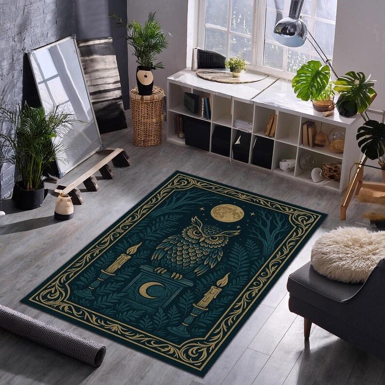 Dark Punk Carpet Crow Bat Owl Large Door Mat Entrance Kitchen Bedroom Bedside Sofa Carpet Retro Home Decoration