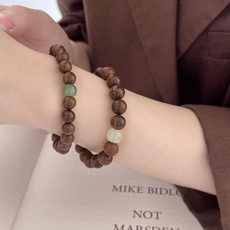 Vintage Pink Brown Beaded Bracelet Unique Stylish Jewelry Gift For Women Friendship Bracelets