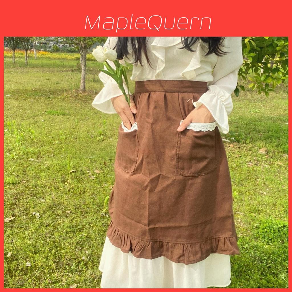 Cotton Linen Sleeveless Apron With Lace Trim For Kitchen Cooking And Baking
