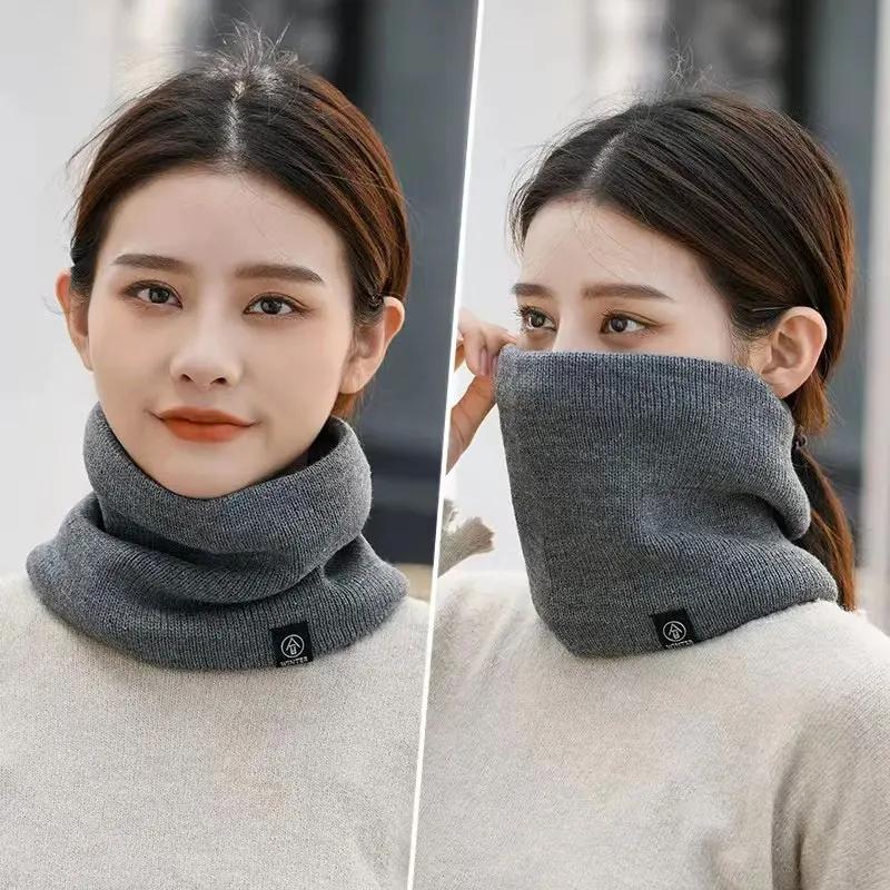 Fashion Women Knitted Scarf, Solid Color Cashmer Winter Neck Warmer for Ladies, Thick Thermal Wrap for Men, Cycling Neck Gaiter