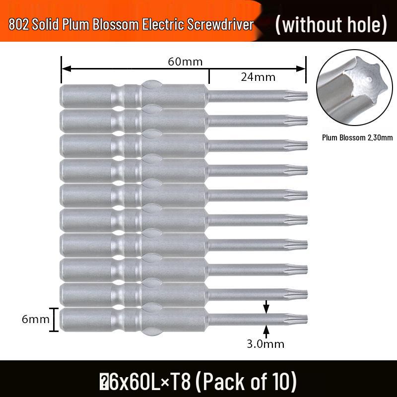 Nigao 802 Plum Blossom S2 Star-shaped Electric Screwdriver Bit, 6mm Round Shank with Magnet