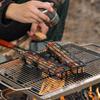 Camping BBQ Grilling Basket Charcoal Grill Outdoor Grill Tool Picnic Portable Wood Handle Roasting Meat Accessories
