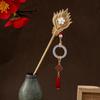 Chinese Style Dragon & Phoenix Hairpin with Tassels Women Girls Long Hair Clip Decoration Chinese Ancient Hanfu Costume Hair Accessories