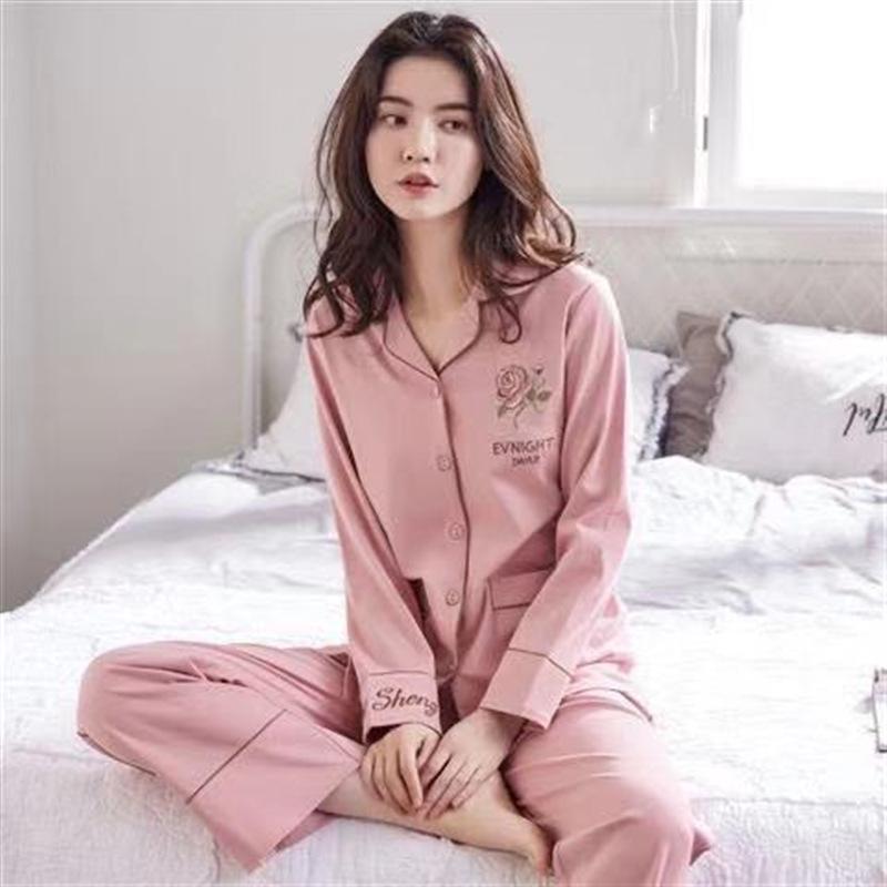 Pijamale pentru femei din bumbac 100%: Subțire, lejeră, cu mânecă lungă pentru primăvară, vară și toamnă - Purtați în interior sau afară